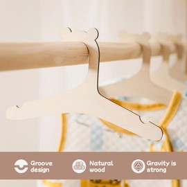 PZJFH Pack of 20 Baby Clothes Hangers, Wooden Baby Children's Clothes Hangers, Children's Non-Slip Baby Hangers, Hangers Storage, DIY Wooden Hangers for Children Clothes, Baby Clothes and Children's
