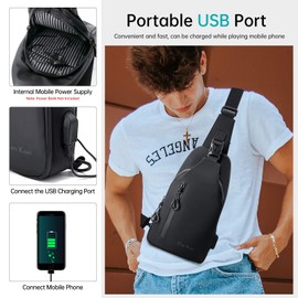 Long Keeper Lightweight Sling Backpack – Unisex Chest bag Crossbody Backpack with USB Port, One Strap Sling Shoulder Bag Travel Sports Gym day pack Backpack