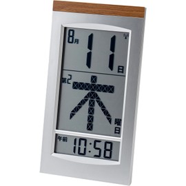 ADESSO Daily Calendar Radio Clock Digital Mega Day-of-the-Week Daily Calendar Radio Clock Desktop/Wall Mount Silver HM-704