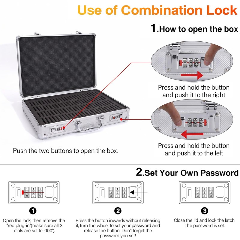 100-Slot Coin Storage Box, Dual Combination Locks, Aluminum Frame