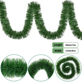 XIMISHOP 50Feet Christmas Garland for Decorations,Christmas Artificial Wine Soft Greenery Pine Garlands Decoration for Home Garden Indoor Outdoor Decorations1