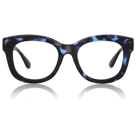 JiSoo Oversized Reading Glasses for Women Men 2.0, Stylish Designer Readers Women 2.0 with Large Frame,Demi Blue