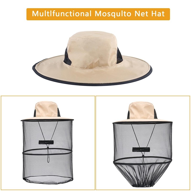Mosquito Hat with Removable Netting Midge Mosquito Head Net Hat