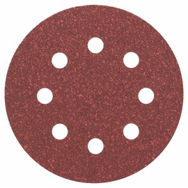 Bosch Accessories 2608605104 C430 Sanding Discs for Wood-Paint, Velcro Type, 8 Hole, 115mm, P60 Grit, Red, Pack of 5