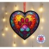 Image Industry Paw Print Stained Glass Effect Heart Suncatcher -