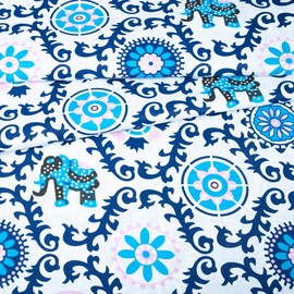 Fabreco - 100% Premium Cotton Fabric Sold by the Metre 200 x 160 cm - Elephant, Mandala, Indian Pattern | 220 g/running metre - Soft, Durable & Skin-Friendly | Fabrics for Sewing & Decoration | Fabric