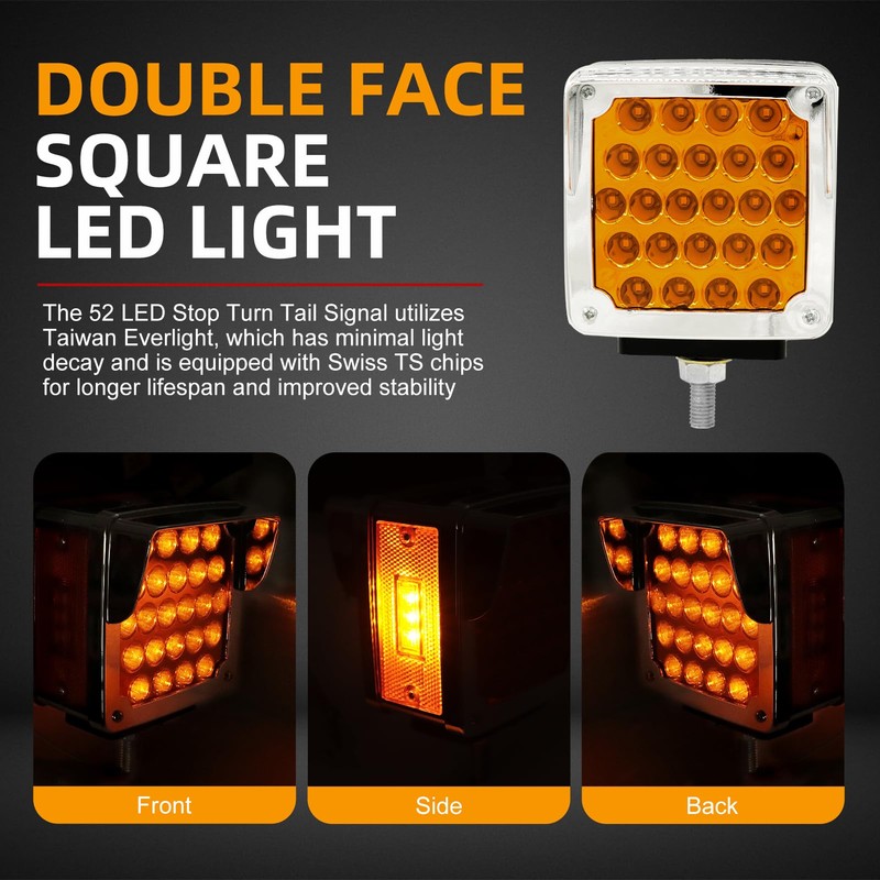 czyopo Double Face Pedestal Fender Light 52 LED Stop Turn