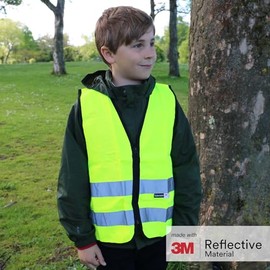 Salzmann Salzmann 3M Warnweste fr Kinder mit Rei?verschluss | Hergestellt mit 3M Reflektierendem Material,Gelb,S