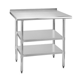 Chingoo Stainless Steel Work Table 24x36 Inch with 2 Adjustable Undershelves & Backsplash, Heavy-Duty Prep Table for Commercial Kitchen, Restaurant, Garage, Outdoor