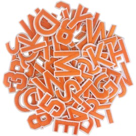 TXSN 72pcs Iron on Letters and Numbers Patches, Embroidered Letters and Numbers Applique Patches for Clothing, Hat, Jacket, Jeans, Backpacks, Bags and More, Orange