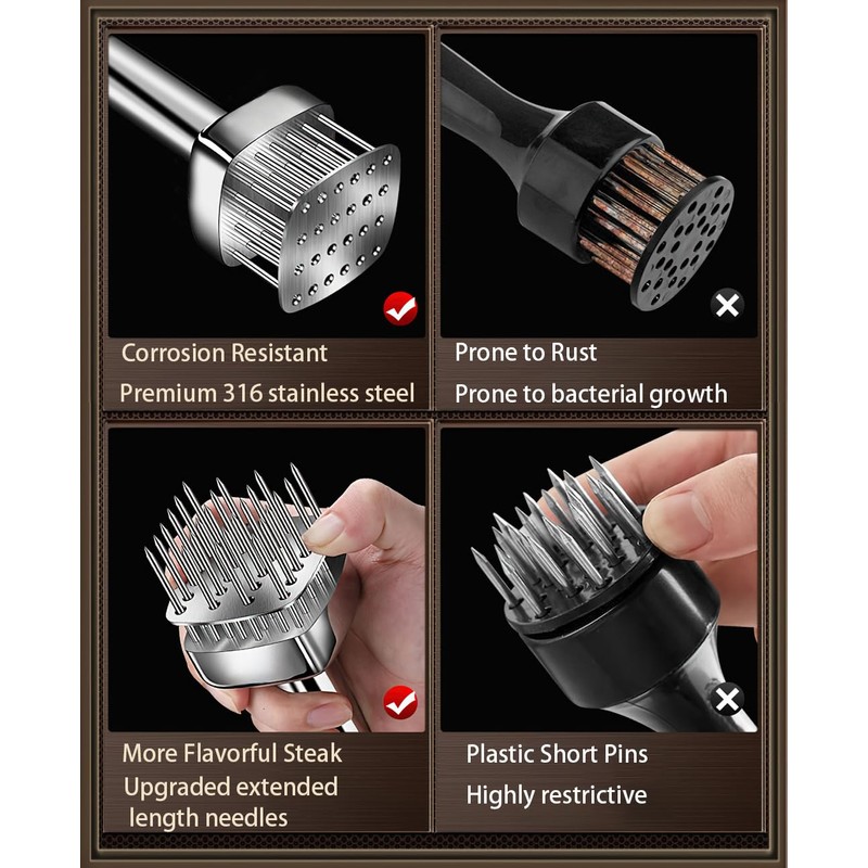 Lynkaye Professional Meat Tenderizer with T316 Stainless Steel Sharp Needle
