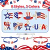 Tewloss 24 Pcs 4th of July Bracelets Red White and
