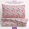 Juego De Sábanas Matrimonial Estampado Emily de Microfibra Suave Blancos