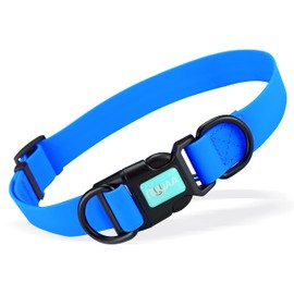 Waterproof Dog Collars,Rubber Dog Collars Anti-Odor,Durable,Adjustable Dog Collars for Small,Medium, Large Dogs,Easy Clean Collars with Double Buckle (Blue, Medium[3/4" x 11.81"-18.5"])
