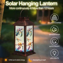 Outdoor Hanging Solar Lantern Waterproof Outside Turtle Pattern Landscape Lights for Porch Garden Yard Patio Pathway Decor Birthday Gifts for Women Mom Grandma