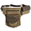 Le'aokuu Men‘s Canvas And Genuine Leather Waterproof Waist Pack Crossbody