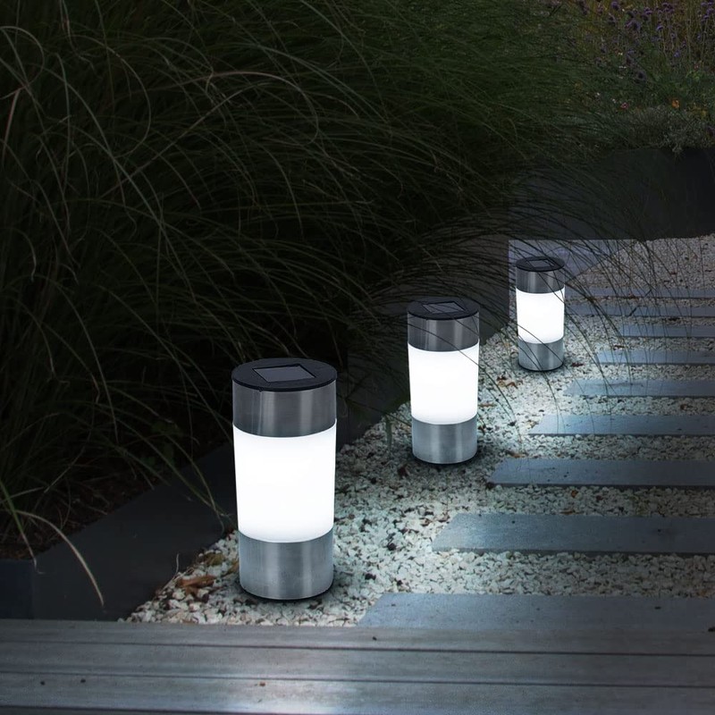 GLOBO 33254-3 LED Solar Lamp Stainless Steel Outdoor Garden Path
