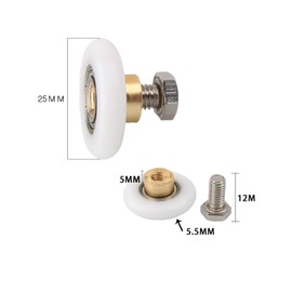 4Pcs Shower Door Rollers Runners Wheels,Roller Diameter 19/23/25mm for The Bathroom Pan Glass Sliding Door Pulleys/Runners/Wheels (25)