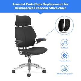 SINOLUXE Arm Pads Replacement for Humanscale Freedom Office Chair, Only for Height Adjustable Arm, Black, 1 Pair