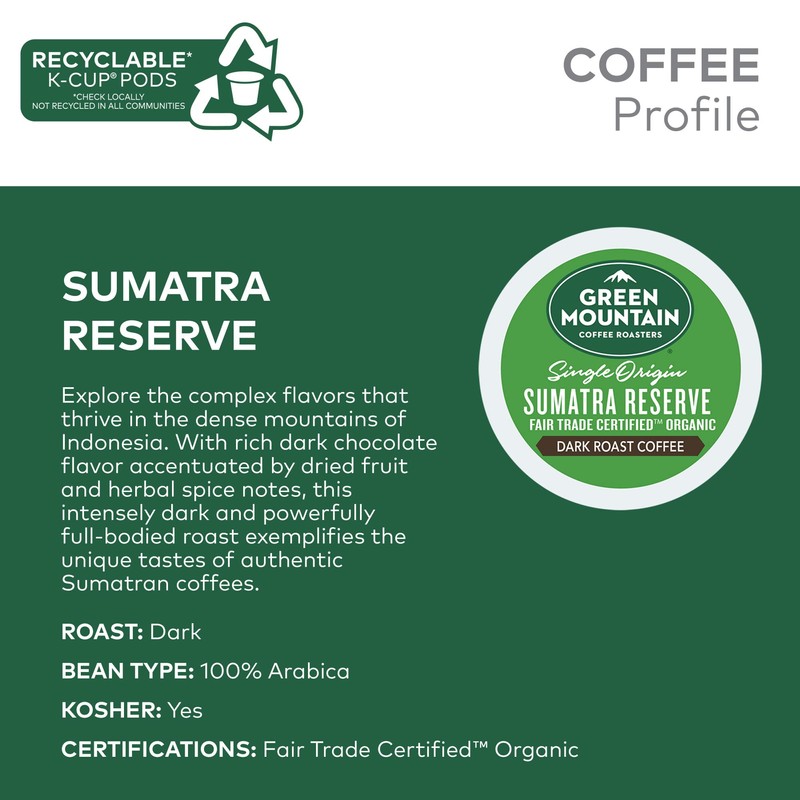 Green Mountain Coffee Roasters Sumatra Reserve Keurig Single-Serve K-Cup pods,