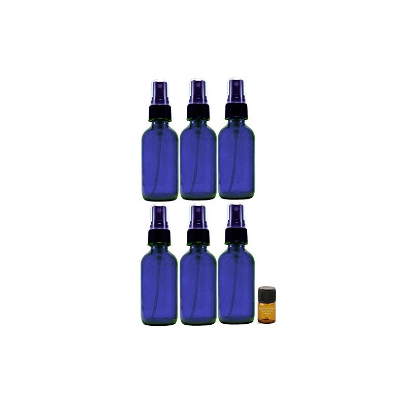 Perfume Studio 6 Piece Set; 2oz Blue Glass Spray Bottles