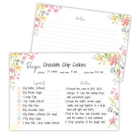 Pack of 50 Recipe Cards - 4x6 Inches, Double-Sided Blank Recipe Cards, 350gsm Thick Card, Designed in Great Britain - Perfect for Storing and Sharing Recipes | Botanical