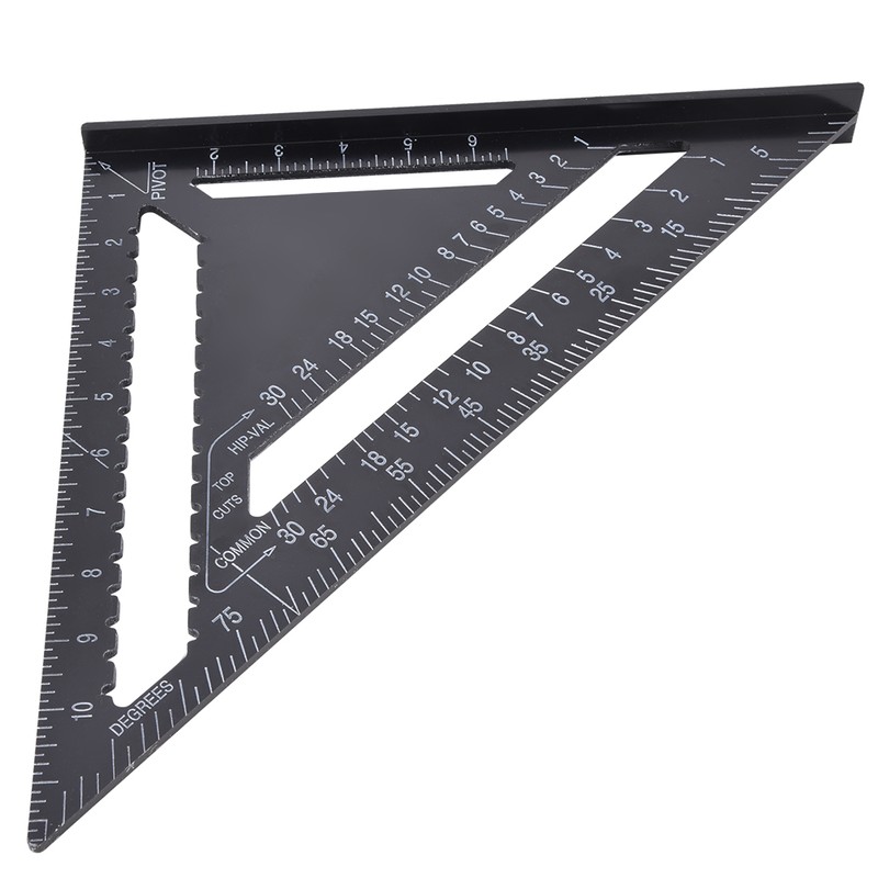 12 inch Black Aluminium Right Angle Triangle Ruler Rustproof Protractor