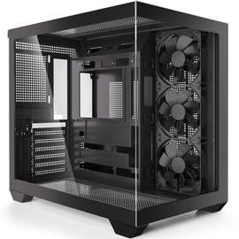 Gaming PC CASE, ATX Cpmputer CASE with 3 Non-LED Fans Pre-Installed,Type-C Full-View Dual Tempered Glass, Gaming Cpmputer CASE Black, (H3)