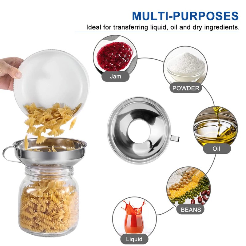 2 Pack Jam Funnel Set Stainless Steel Wide Mouth Funnels