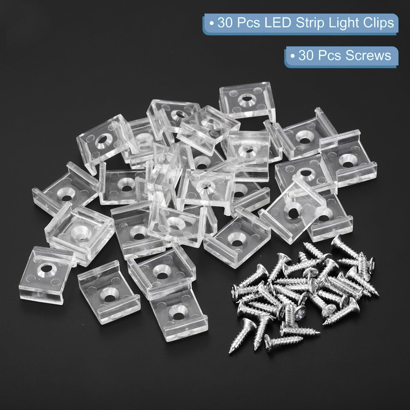 TOP-VIGOR 30Pcs LED Strip Light Clips, Mounting Bracket Fixing Clips
