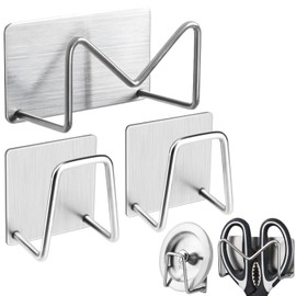 CLARITYKG Ganchos para Pared 3 Piezas, Ganchos Adhesivos para Pared Acero Inoxidable, Porta Esponja Fregadero,Soporte para Esponja de Fregadero Metal,Ganchos de Pared para Cocina, Baño, Hogar (Plata)