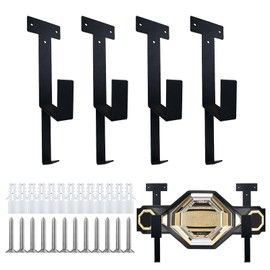 YEYPOP 4 Pcs Wrestling Championship Belt Wall Mount Display Holder W Hook, Anti-Rust Heavy Duty Metal Hanger for Champion Belt Hanger, Title Belts Organizer Holder Durable & Easy to Install