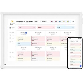 10.1 Inch Smart Digital Calendar Planner & Chore Chart, IPS HD Touchscreen Interactive Display for Family Schedules, Desk Stand Included - Share Photos/Videos - Colour: 10.1 Inch - White