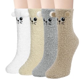 Justay Sowarm Cuddly Socks Women's Fluffy Socks Winter Socks Cuddly Socks 39-42 House Socks Warm Bed Socks Coral Fleece Plush Socks Gifts Socks Secret Santa Gifts for Women, Multicoloured 10