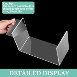 Pwbarwq 8 Pcs Large Acrylic Display Risers, 12" Large Risers Display Stands, 0.19" Thick Clear Risers Display Stands Large, Clear Rectangular Display Shelf for Showcase, Collectibles, Cupcake, Dessert