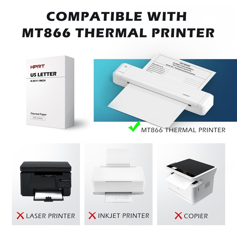 HPRT Thermal Paper US Letter Size for Portable Thermal Printer