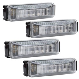 LONG HAUL 4 12 DIODE LED CLEAR/AMBER MARKER CLEARANCE LIGHTS 4"x1" WITH BLACK MOUNTING BASE 12V LIGHTS