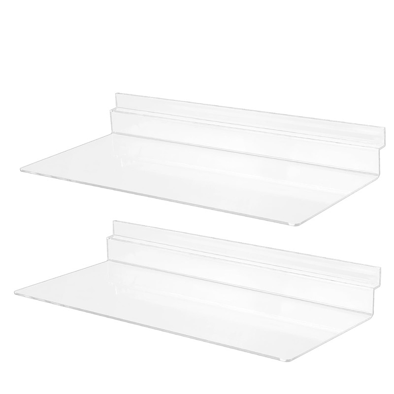 HEIHAK 20 Pack Clear Acrylic Slatwall Shelves 4.5 x 10