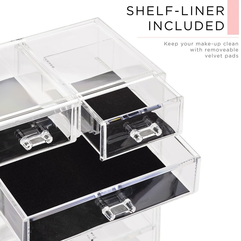 Sorbus Acrylic Makeup Organizer Set, 6-Drawer Vanity & Countertop Cosmetic