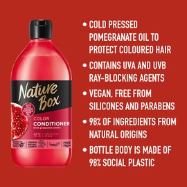 Nature Box Colour Protect Vegan Conditioner with !00 % Cold Pressed Pomegranate Oil, Free from Silicones and Parabens 385 ml
