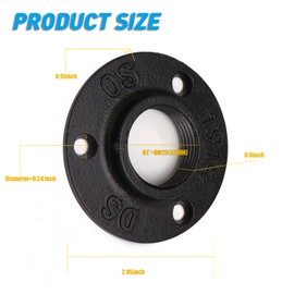 Home TZH 1" Antirust Black Floor Flange, 40 Pack Malleable iron Pipe Fittings for Industrial vintage style, Flanges with Threaded Hole for DIY Project/Furniture/Shelving Decoration (40, 1")