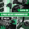 SK 6-Piece Acetate Screwdriver Set, S2 Steel, 3 Slotted &
