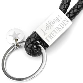 Glitzkind Keyring with Engraving for Mum, Grandma, Dad, Girlfriend, Heart Pendant Gift for Mum, Mother's Day, Birthday, Christmas, Key Ring, Car Key, Silver, black, Einheitsgröße