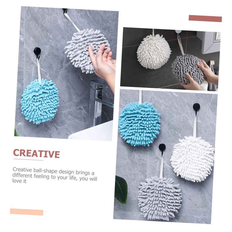 SHOWERORO 3Pcs Kitchen Towel Absorbent Hanging Hand Towels for Bathroom