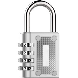 Combination Locker Padlock, BeskooHome Resettable Combination Gym Padlock, 4-Digit Waterproof Outdoor Padlock for Hasp Cabinet, Toolbox, Gym Locker, Gate, Fence (1 Pack Silver)