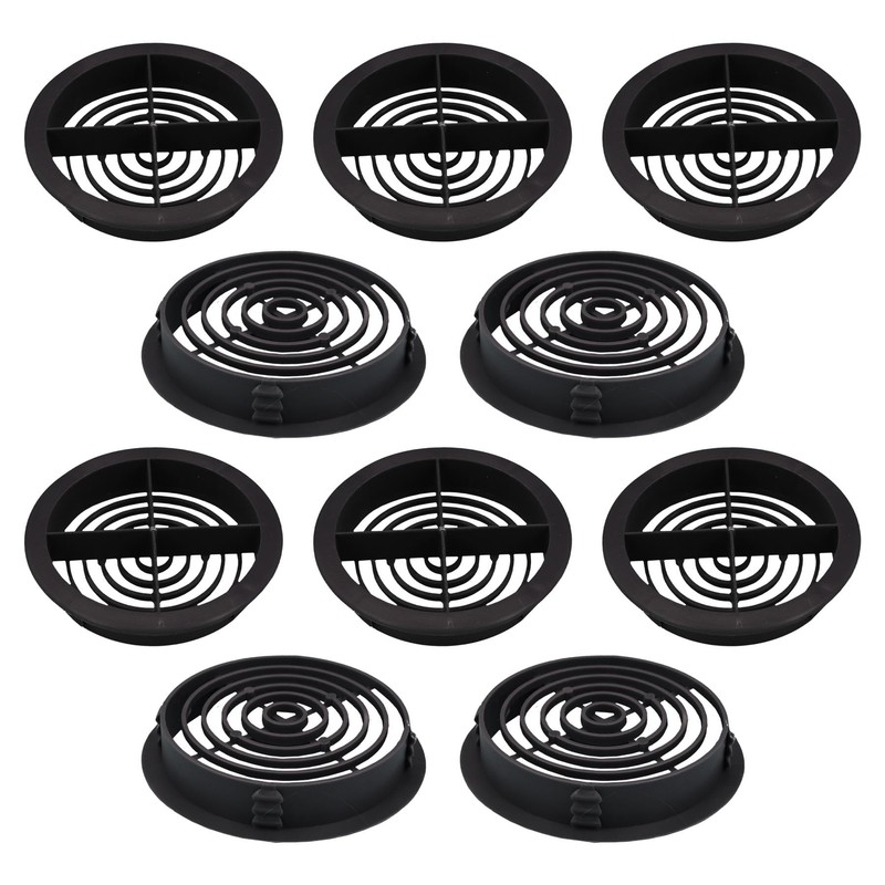10 x Anthracite Grey Plastic 70mm Round Soffit Air Vents/Push