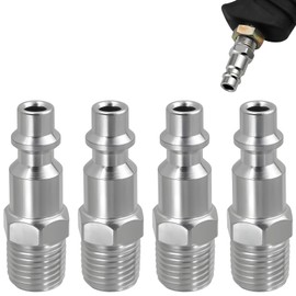 4 x Compressed Air Quick Couplings, 1/4 Inch NPT Male Thread, High Pressure Compressed Air Coupling for Compressor & Pneumatic Tools, Quick Connection for Air Systems
