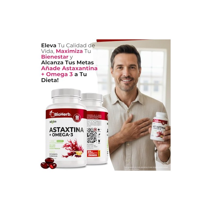 Bioherb Astaxantina Omega Epa Dha Fórmula Alta Concentración Cápsulas 1000