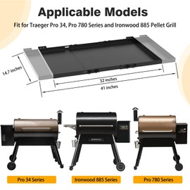 PHYESUVIN Universal Pellet Grill Storage Shelf for Traeger Pro 34 Series and Ironwood 885 Series, Grill Bottom Shelf for Traeger Pro 780, Bottom Storage Plate Accessories for Traeger Pellet Grill