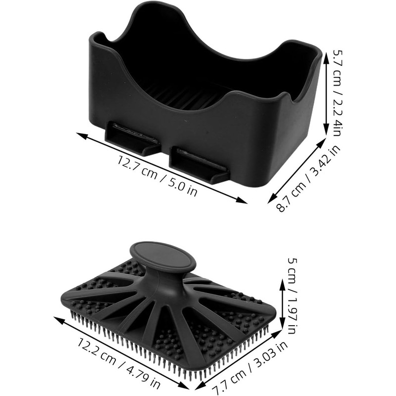 Cepillo Corporal de Silicona Negro con Jabonera y Drenaje para